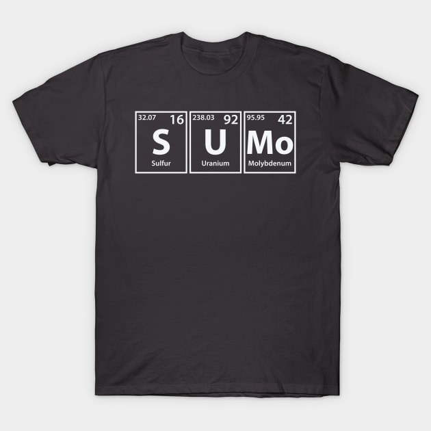 Sumo (S-U-Mo) Periodic Elements Spelling T-Shirt by cerebrands